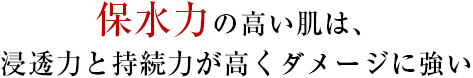 保水力の高い肌は浸透力と持続力が高くダメージに強い